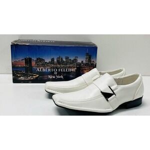 Alberto Fellini Men's White Leather Dress Shoes Made‎ In Italy Size 9 M Italy